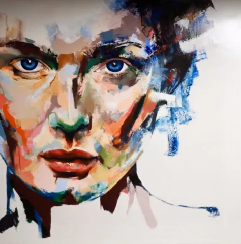 40-12 - 100x100cm 40-12 — Peinture à l'huile originale (original oil painting) — Série des visages évanescents par Olivier Talon, French painter à L'Isle-sur-la-Sorgue
