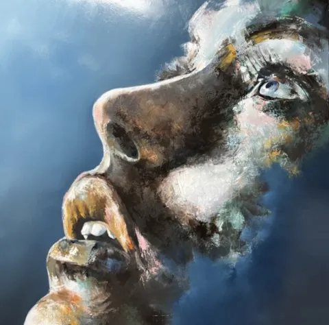 Eros - 100x100cm Eros — Peinture à l'huile originale (original oil painting) — Série des visages évanescents par Olivier Talon, French painter à L'Isle-sur-la-Sorgue