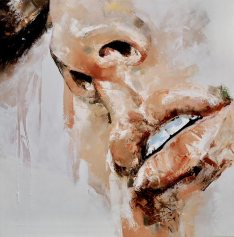 Extase - 100x100cm Extase — Peinture à l'huile originale (original oil painting) — Série des visages évanescents par Olivier Talon, French painter à L'Isle-sur-la-Sorgue