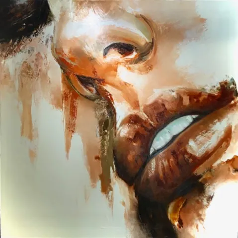 Phantasm - 100x100cm Phantasm — Peinture à l'huile originale (original oil painting) — Série des visages évanescents par Olivier Talon, French painter à L'Isle-sur-la-Sorgue