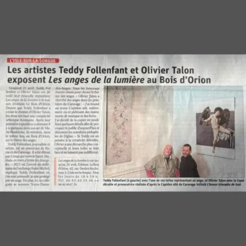Article de presse - Peinture à l'huile oil painting) - Journal la provence - Olivier Talon - French painter à L'Isle-sur-la-Sorgue